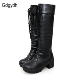 Gdgydh Large Size 43 Lace Up Knee High Boots