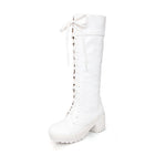 Gdgydh Large Size 43 Lace Up Knee High Boots