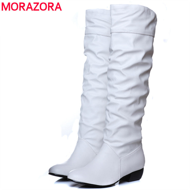 MORAZORA Large size 2018 new arrive Knee high Boots