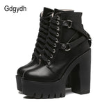 Gdgydh Fashion Black Boots Women Heel Sprin