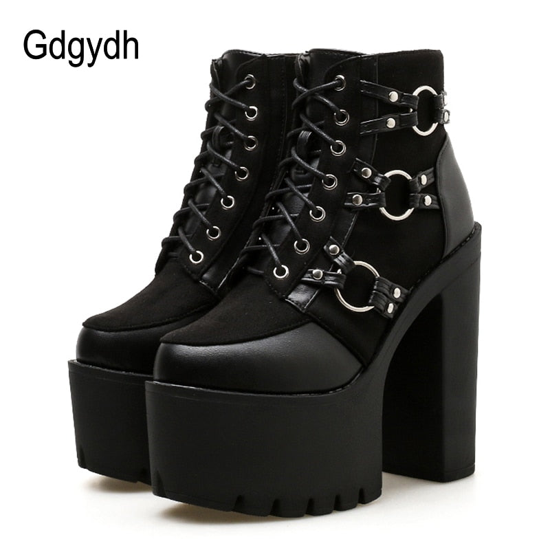 Gdgydh 2019 New Fashion Motorcycle Boots Women Platform