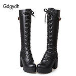 Gdgydh Hot Sale Spring Autumn Lacing Knee High Boots